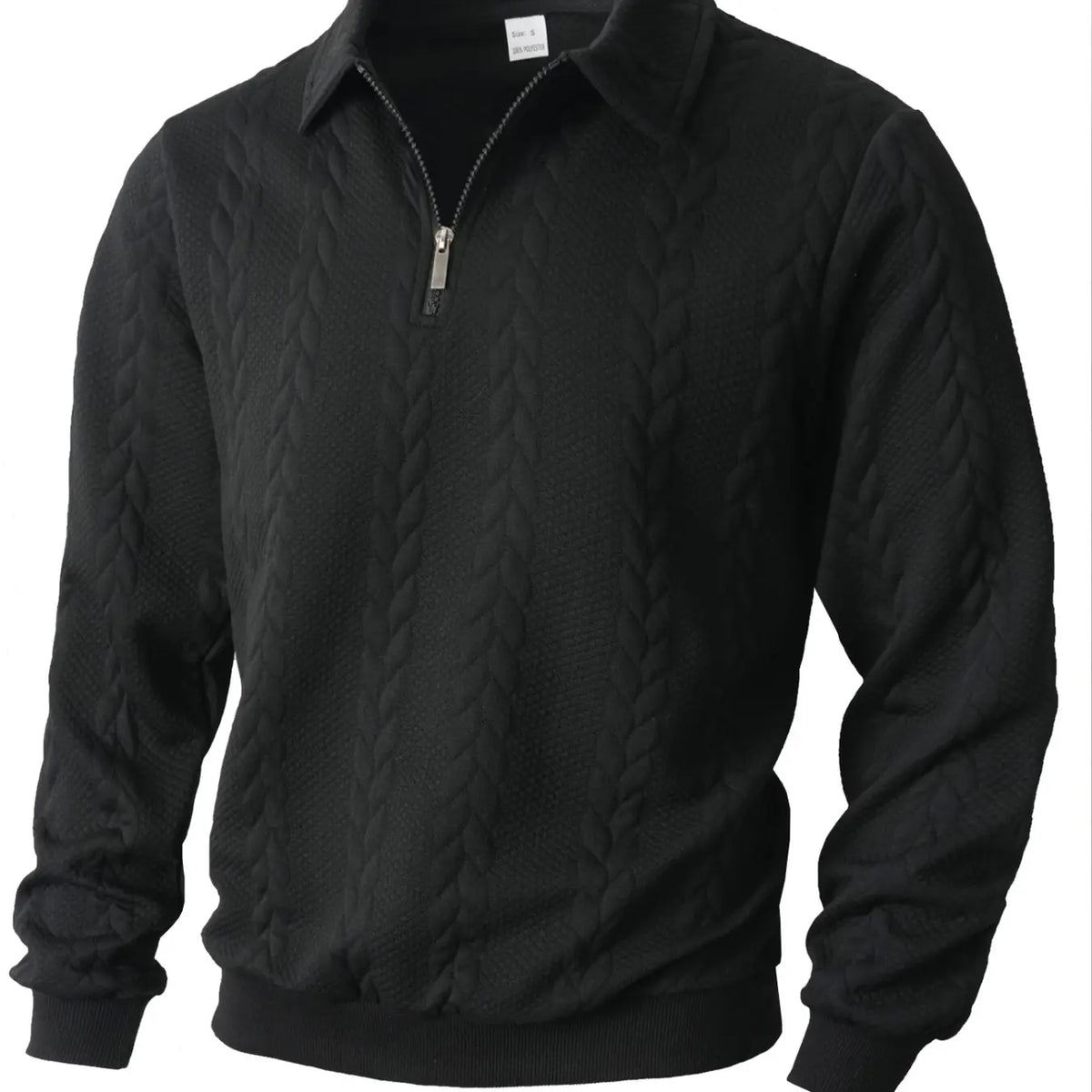 Men's Knitted Half-Zip Fitted Polo Neck Sweater