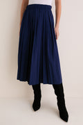Navy Pleated Dixon Midi Skirt
