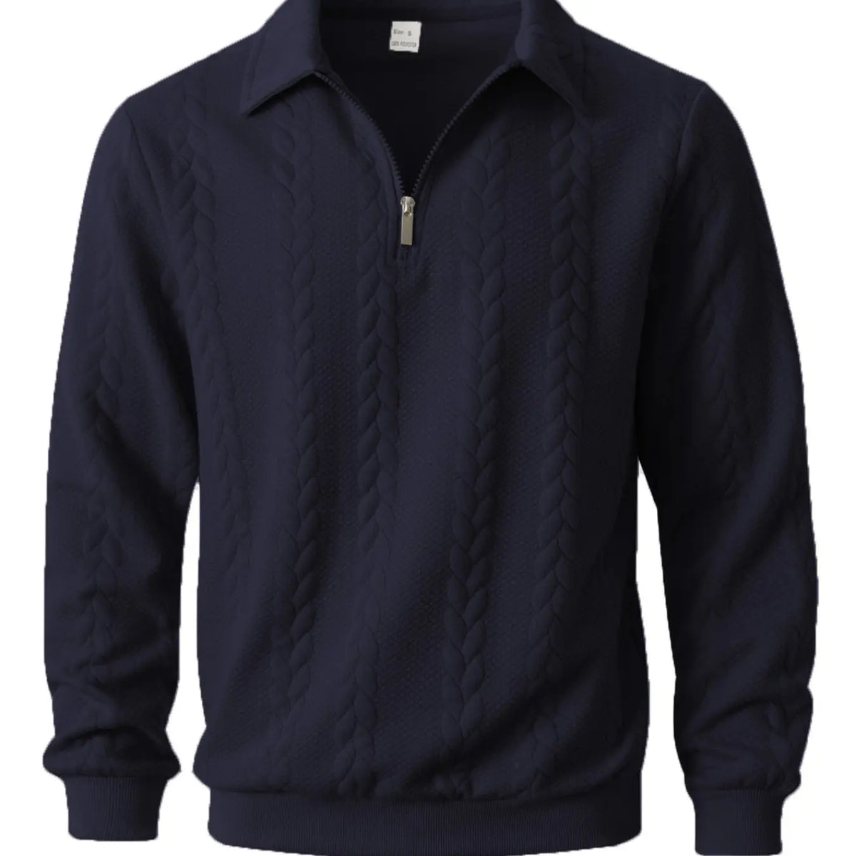 Men's Knitted Half-Zip Fitted Polo Neck Sweater