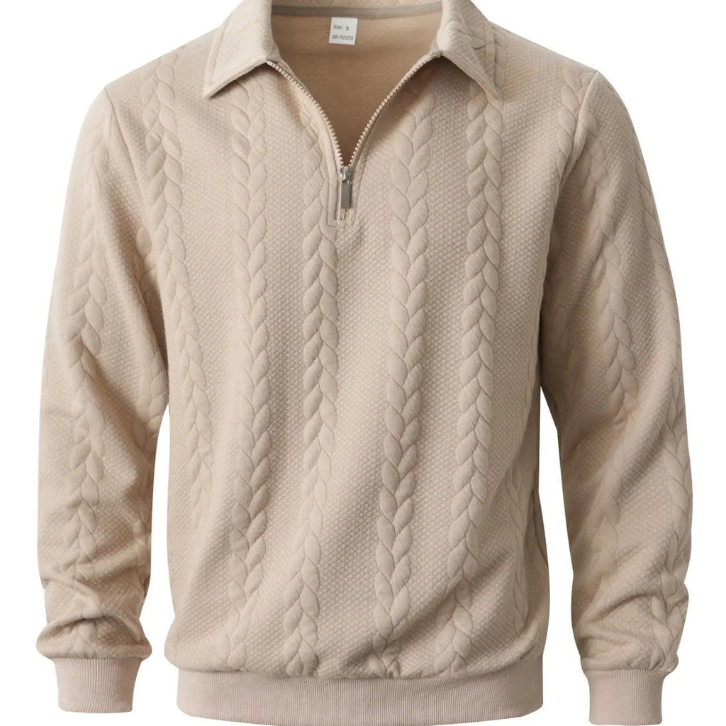 Men's Knitted Half-Zip Fitted Polo Neck Sweater