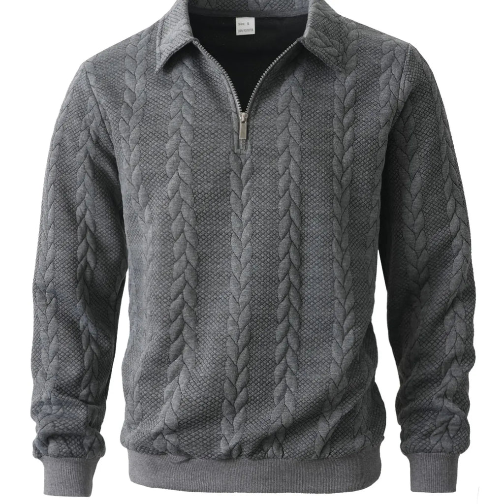 Men's Knitted Half-Zip Fitted Polo Neck Sweater