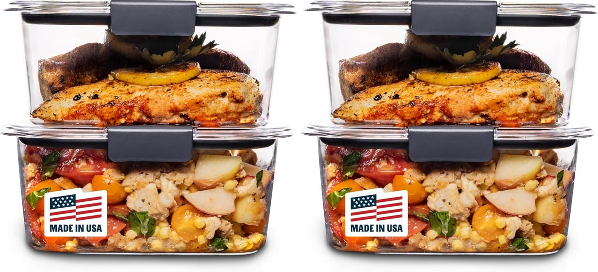 Rubbermaid Brilliance Tritan Plastic Food Storage Containers BPA Free Airtight Lids Ideal for Lunch Meal Prep & Leftovers Set of 5 (3.2 Cup)