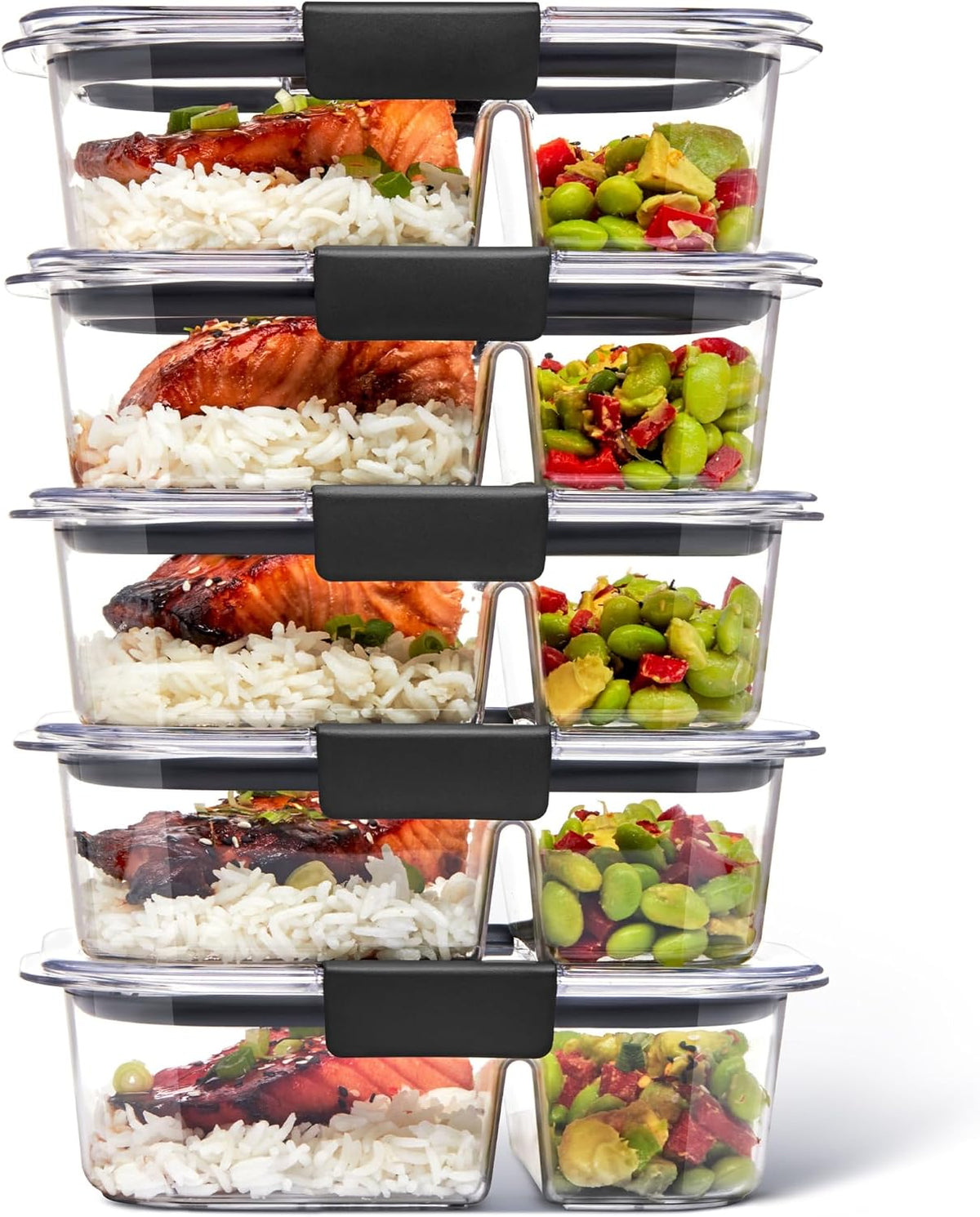 Rubbermaid Brilliance Tritan Plastic Food Storage Containers BPA Free Airtight Lids Ideal for Lunch Meal Prep & Leftovers Set of 5 (3.2 Cup)