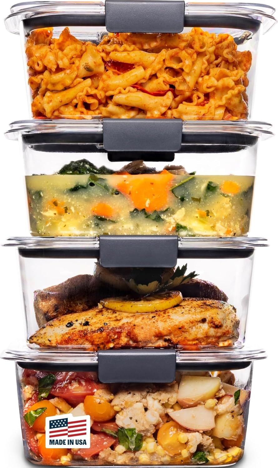 Rubbermaid Brilliance Tritan Plastic Food Storage Containers BPA Free Airtight Lids Ideal for Lunch Meal Prep & Leftovers Set of 5 (3.2 Cup)