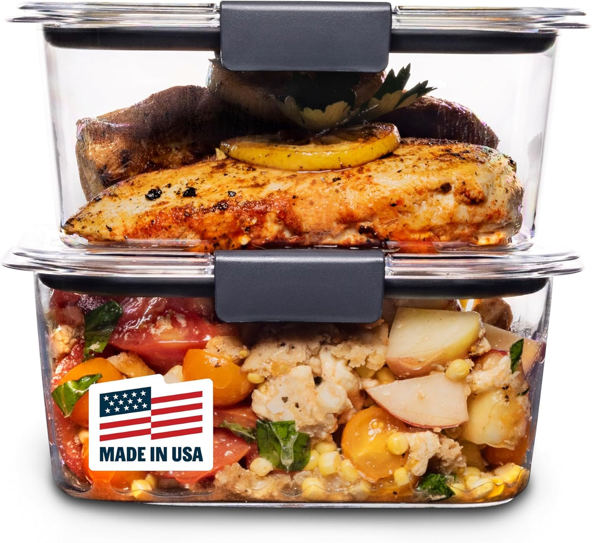 Rubbermaid Brilliance Tritan Plastic Food Storage Containers BPA Free Airtight Lids Ideal for Lunch Meal Prep & Leftovers Set of 5 (3.2 Cup)