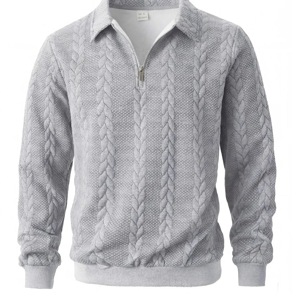 Men's Knitted Half-Zip Fitted Polo Neck Sweater