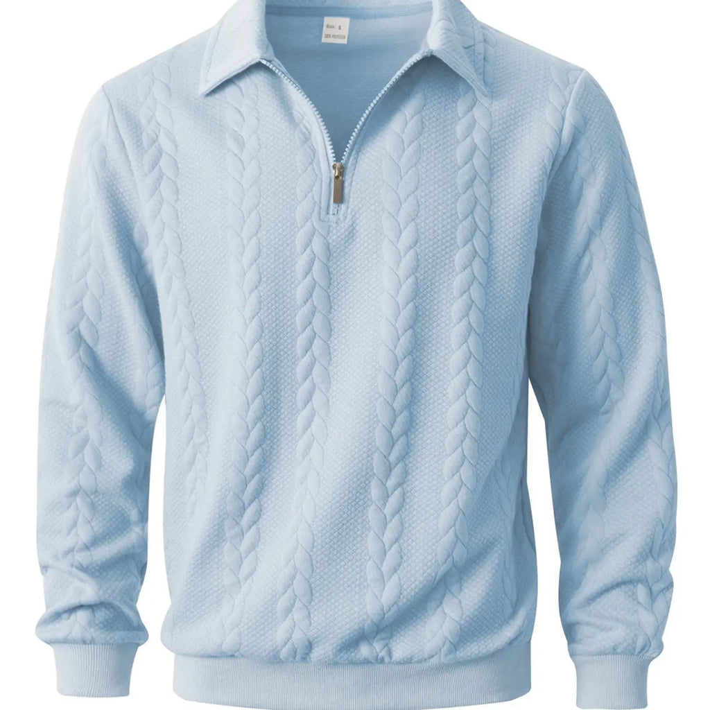 Men's Knitted Half-Zip Fitted Polo Neck Sweater